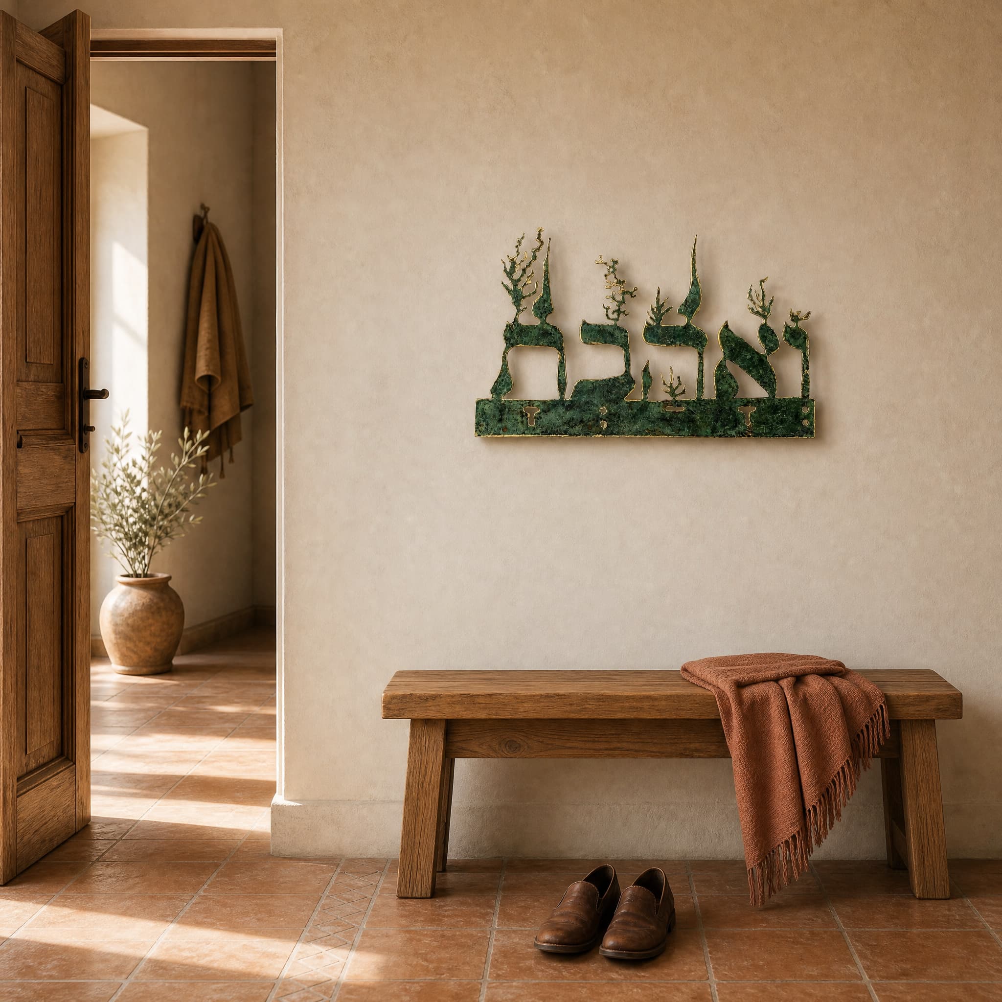 And You Shall Love Vahavta | Wall Sculpture - Green Patina & Gold